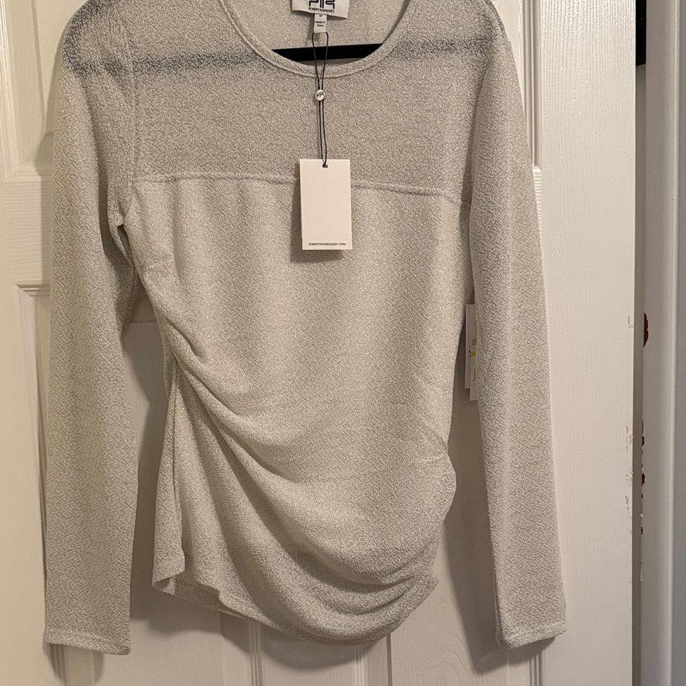Robert Rodriguez Textured Long Sleeve Top with Side Ruching